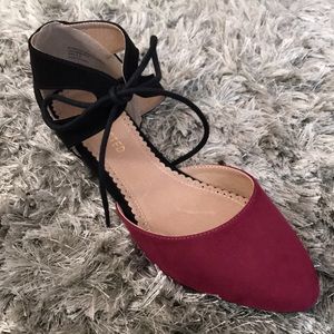 New Restricted suede-feel tie flats